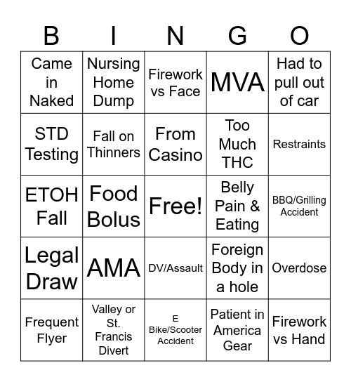 AMC ED 4th of July Bingo Card