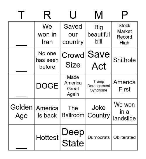 Trump Bingo Card