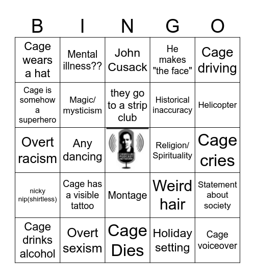 Nicolas Cage November Bingo Card