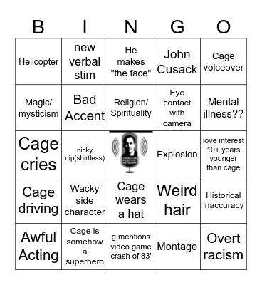Nicolas Cage Bingo Card
