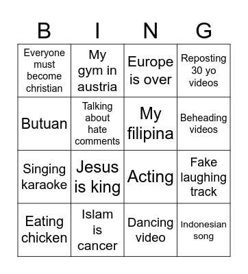 Jas dad Bingo Card