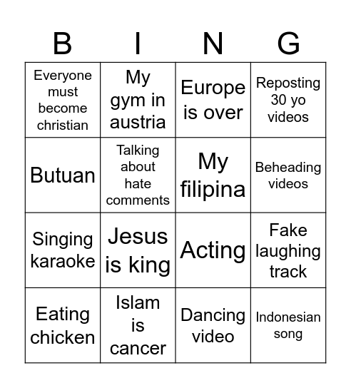Jas dad Bingo Card