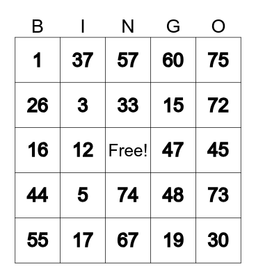BINGO      ROYALE Bingo Card