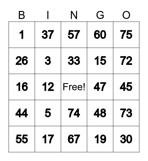 BINGO      ROYALE Bingo Card