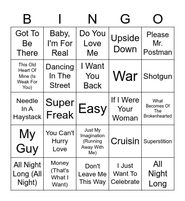 Motown Bingo Card