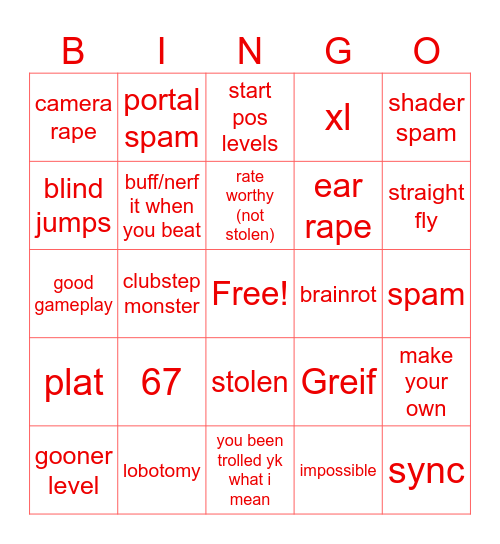 recent tab bingo Card