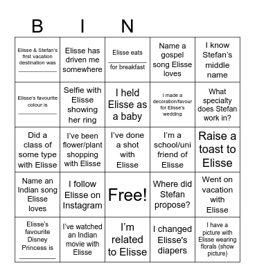BUBS BINGO Card