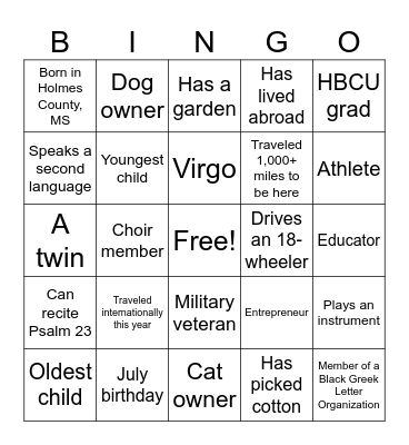 Anderson Family Reunion Bingo Card