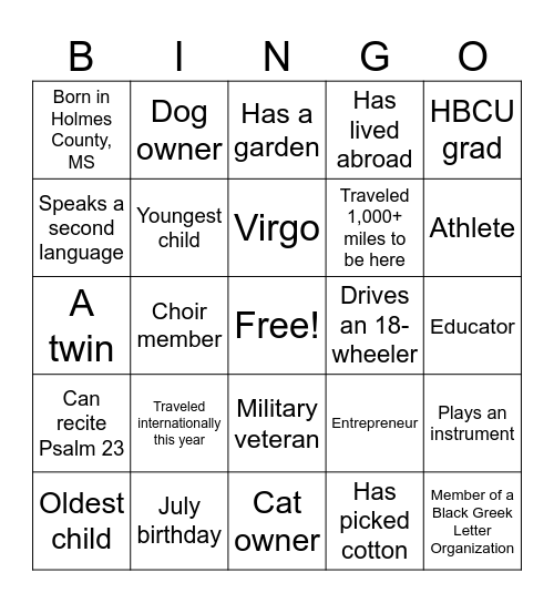Anderson Family Reunion Bingo Card