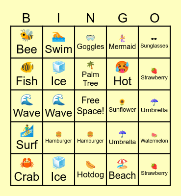 SUMMER Bingo Card
