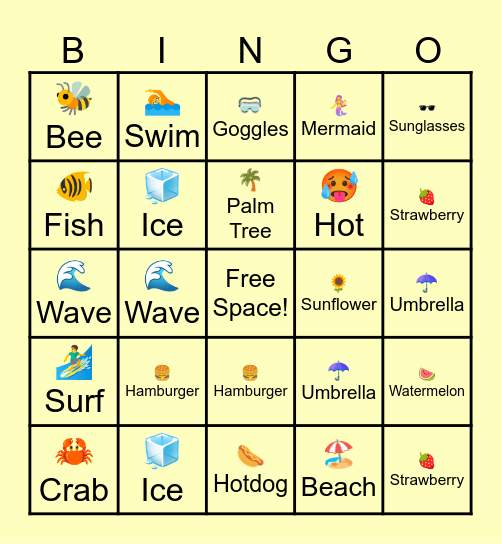 SUMMER Bingo Card