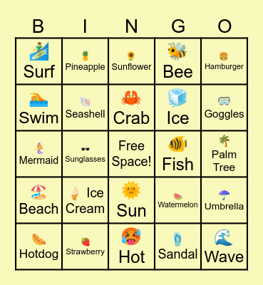 SUMMER Bingo Card