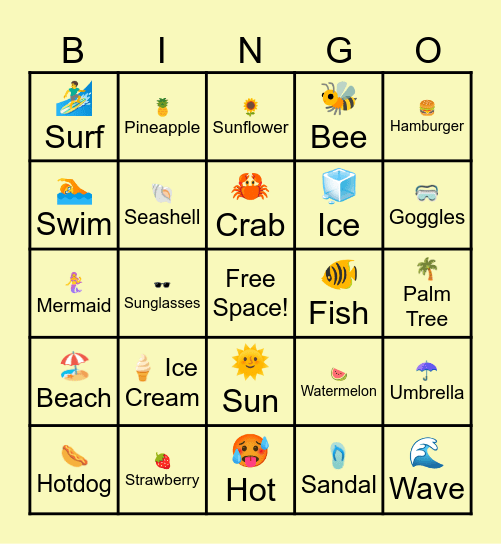 SUMMER Bingo Card