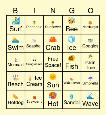 SUMMER Bingo Card