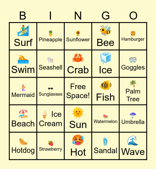 SUMMER Bingo Card