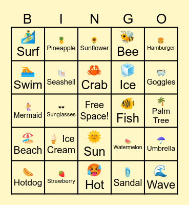 SUMMER Bingo Card