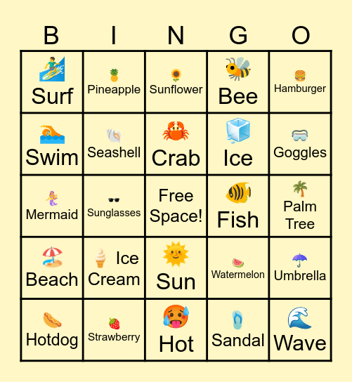 SUMMER Bingo Card