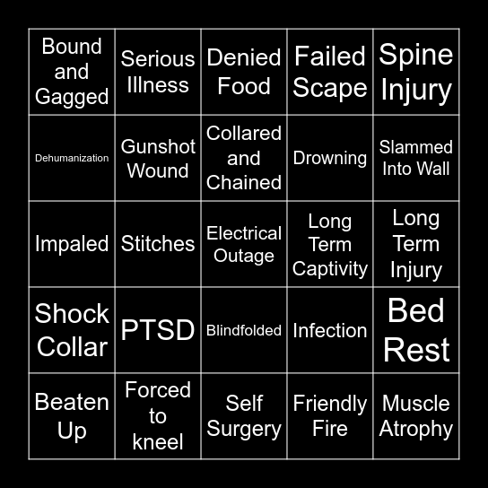 Bad Things Happen Bingo Card