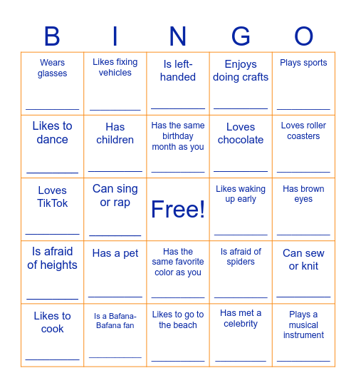 -FIND SOMEONE WHO- Bingo Card
