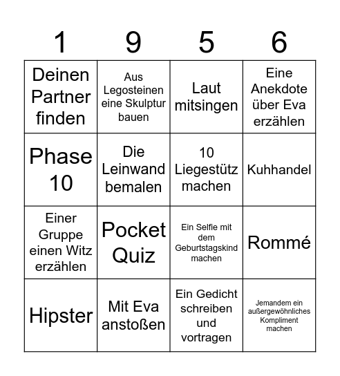 Eva Bingo Card