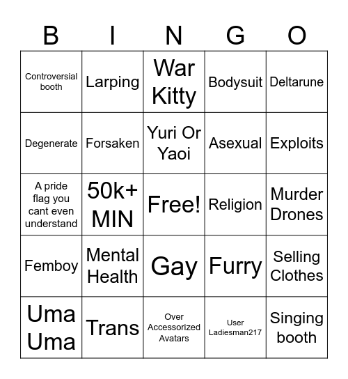 Booth Game Bingo Card