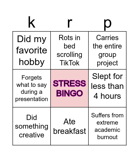 na STRESS nanga na BINGO pa! Bingo Card