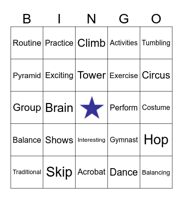 Acrobatic Bingo Card