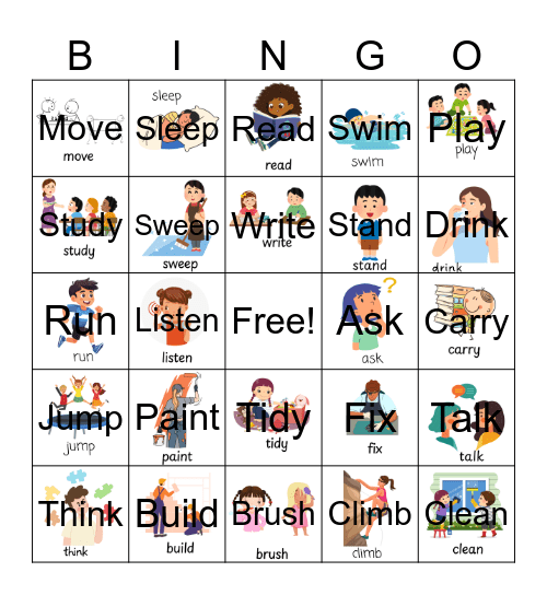 Verbs Bingo Card