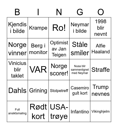 VM Bingo Card