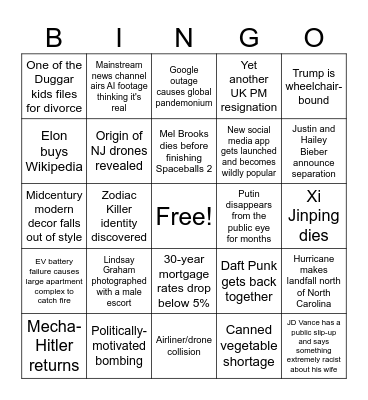 2026 Bingo! Bingo Card