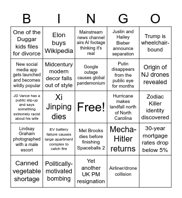 2026 Bingo! Bingo Card