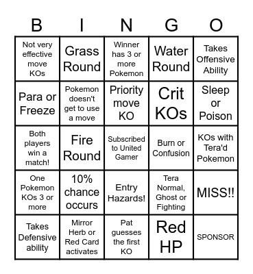 Then we fight bingo UG One Type Bingo Card