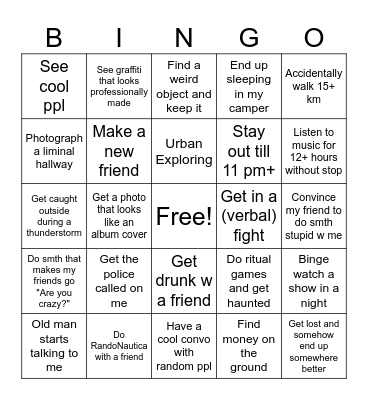 Summer Bingo Card