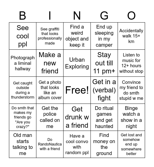 Summer Bingo Card