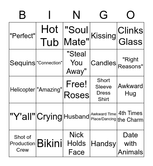 Nick Don't Eff This Up Bingo Card