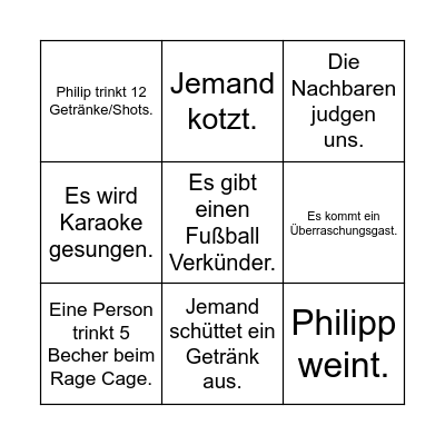 PARTY BINGO Card