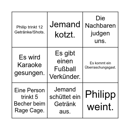 PARTY BINGO Card
