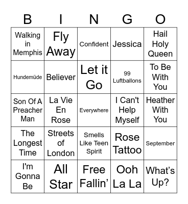 Ermis' Musikbingo Card