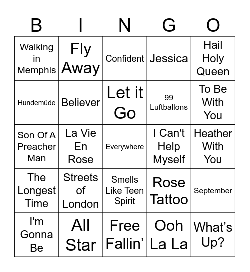 Ermis' Musikbingo Card