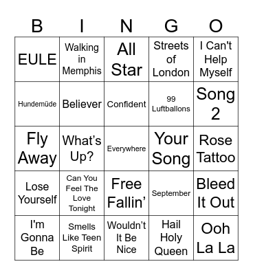 Ermis' Musikbingo Card
