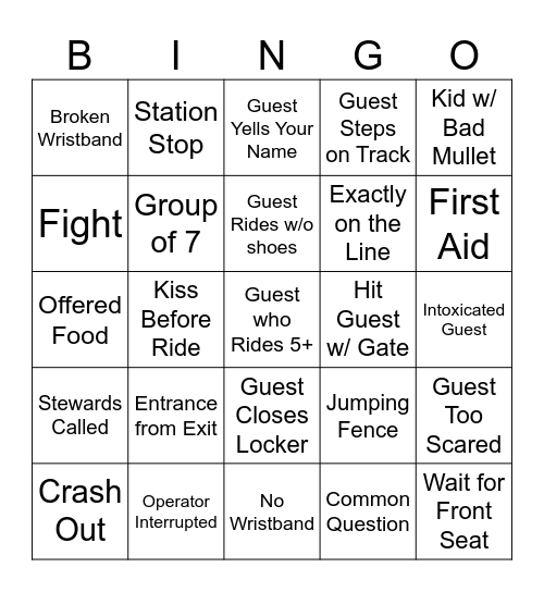 Long Attendant Bingo Card