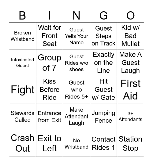 Long Operator Bingo Card