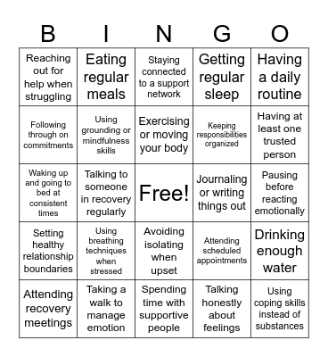 Protective Factors Bingo Card