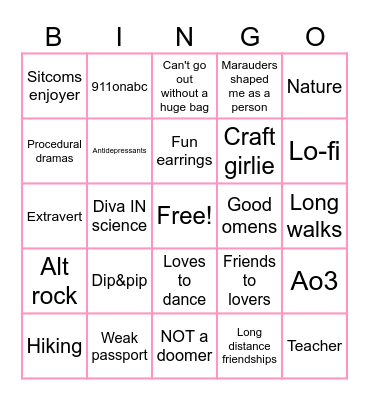 NAS Bingo Card