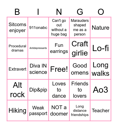 NAS Bingo Card