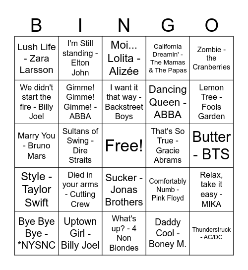 De Dr. Driessen Muziek-Bingo Bonusronde Bingo Card