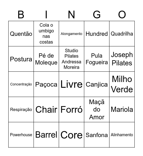 Arraiá do Pilates Bingo Card