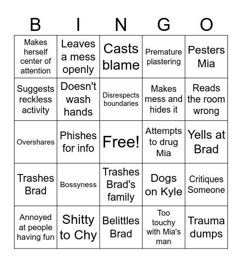 Bitchy Bingo Card
