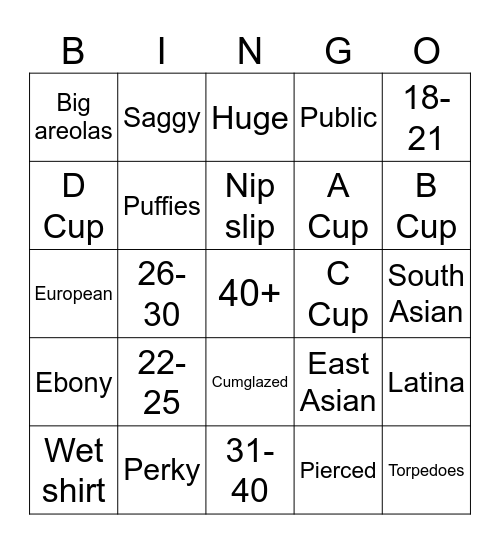 Titty Bingo Card