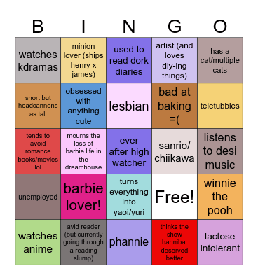 J likes cats bingo! Bingo Card